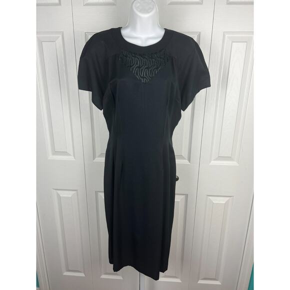 Vintage Anthony Mark Hankins Black 90s Cutout Sequin Sheath Evening Dress Size 8 - Picture 6 of 7